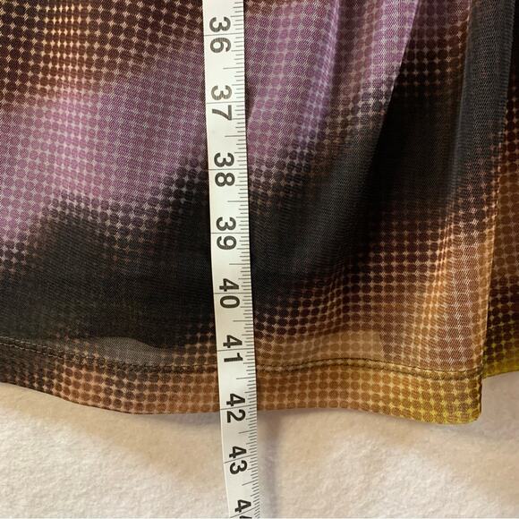 London Times Psychedelic Midi Dress Sz 14 Retro Disco Cyber Faux Wrap Office - Picture 13 of 16